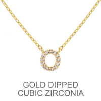 GOLD DIPPED CZ INITIAL NECKLACE